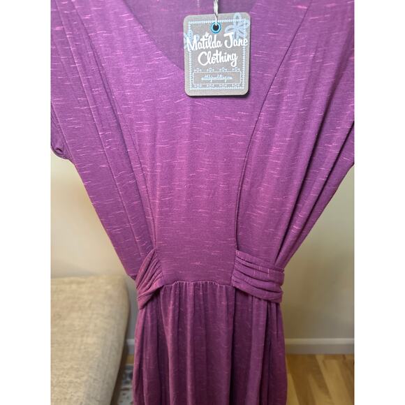Matilda Jane Purple Dress Chasing Waterfalls Stretch Tie Front Maxi Women Size M - Picture 4 of 5